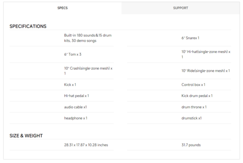 ערכת מערכת תופים אלקטרונית EC6756 DED80P + כסא ואוזניות EC6756 מבית DONNER