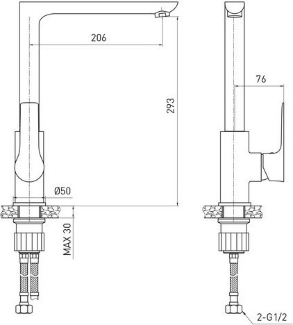 ברז פרח גבוה BRANT שחור/כרום AQUILA PREMIUM