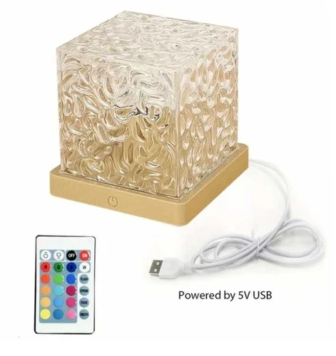 קוביית תאורה עם שלט Crystal Lamp