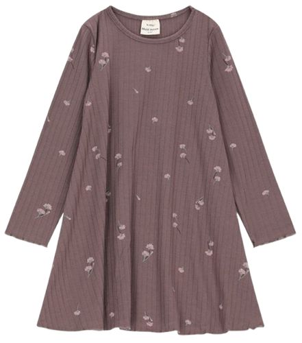 שמלה מסתובבת 100% כותנה מבד ריב מידה 5-6 שנים - חום פרחוני