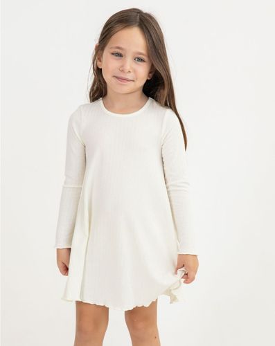 שמלה מסתובבת 100% כותנה מבד ריב מידה 5-6 שנים - שמנת