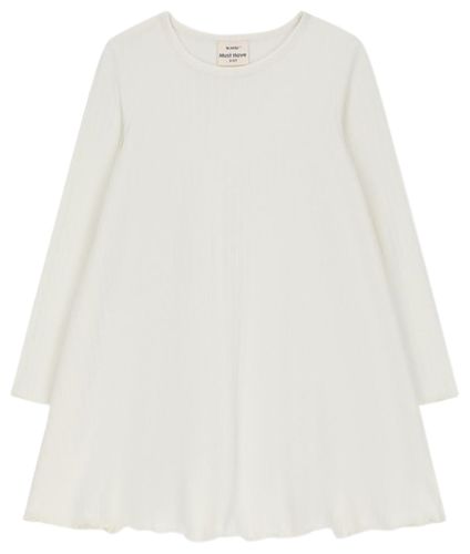 שמלה מסתובבת 100% כותנה מבד ריב מידה 5-6 שנים - שמנת