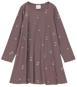 שמלה מסתובבת 100% כותנה מבד ריב מידה 6-7 שנים - חום פרחוני