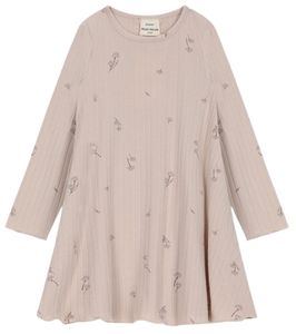 שמלה מסתובבת 100% כותנה מבד ריב מידה 7-8 שנים - ורוד פרחוני