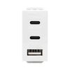  מטען 3 יציאות USB 2C+A PD 20W לבן מט 1 מודול ניסקו סוויץ' 