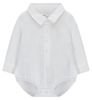 בגד גוף לתינוק עם שרוול ארוך, צווארון וכפתורים 100% כותנה במידה 0-3 חודשים - לבן