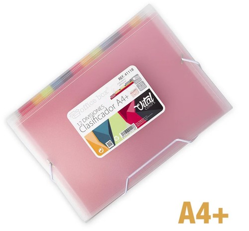 תיקיית הרמוניקה A4 (אקורדיון) , 12 תאים , סדרה VITAL COLORS