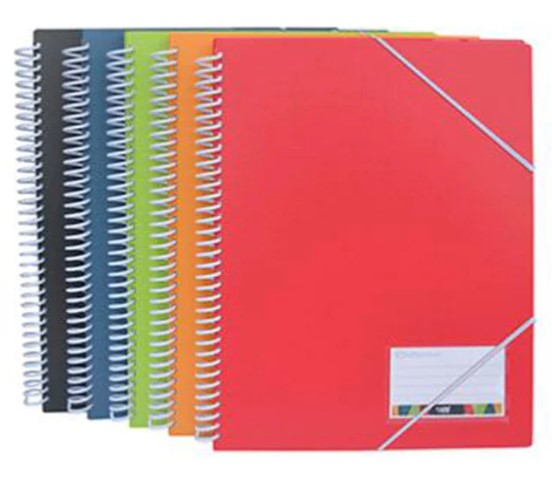 תיקיית אינדקס A4  עם ספירלה וגומיות VITAL COLORS, עם 20 ניילונים (מגוון צבעים לבחירה)