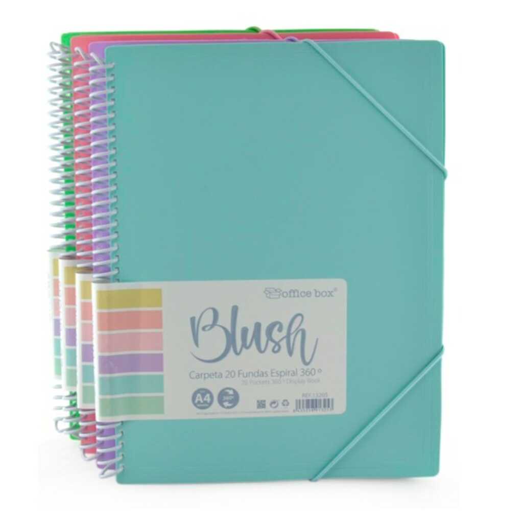 תיקיית אינדקס A4  עם ספירלה וגומיות BLUSH, עם 40 ניילונים (מגוון צבעים לבחירה)