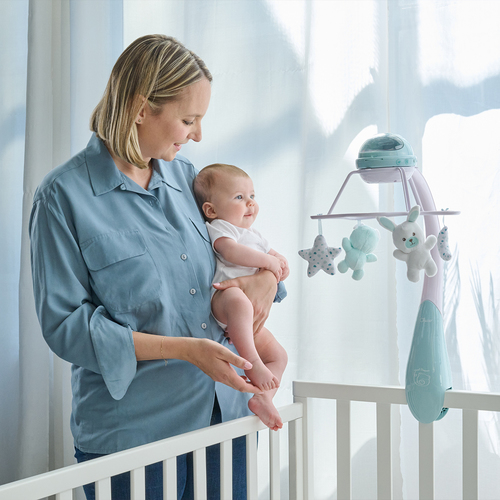 מובייל 3 ב 1 עם מקרן קשת בענן - בז'