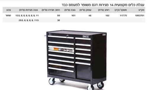 עגלת כלים מקצועית 14 מגירות מעמס כבד ROHER 1093701