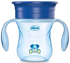 כוס אימון °360 פרפקט עם ידיות ופיית סיליקון לגיל 12M+ ללא טיפטוף 200 מ"ל - כחול כלבלב