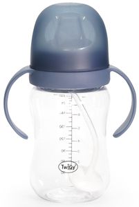 בקבוק אימון עם ידיות ופיית סיליקון לגיל 6M+ ללא טיפטוף 250 מ"ל - כחול