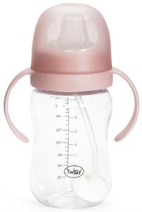 בקבוק אימון עם ידיות ופיית סיליקון לגיל 6M+ ללא טיפטוף 250 מ"ל - ורוד