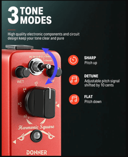 פדל אוקטבה לגיטרה Harmonic Square Octave Pedal EC966 מבית DONNER