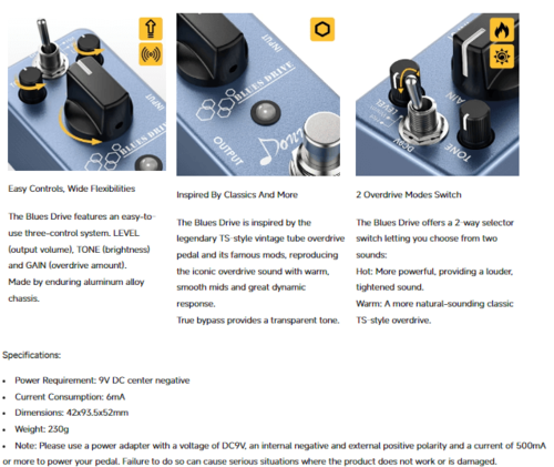 פדל בלוז דרייב Blues Drive Vintage EC743 מבית DONNER