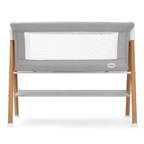 עריסת תינוק דאלאס עם מזרן, כילה, משטח אחסון ואפשרות חיבור לגלגלים - מרווה/מסגרת דמוי עץ