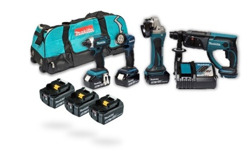  סט 4 כלים 18V נטען + 3 סוללות 5A ומטען MAKITA  