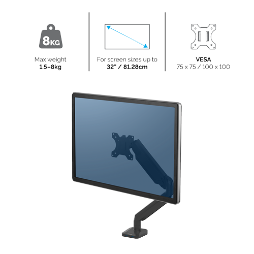 זרוע למסך Fellowes Platinum Series Single Monitor Arm Silver DEE8056401
