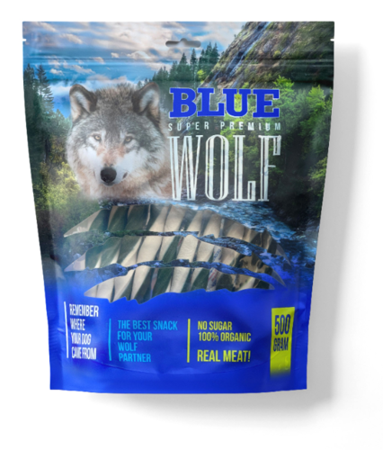 BLUE WOLF חטיף פרימיום לכלב - מקל דנטלי מסולסל 2 צבעים 500 גרם מבצע 3+1