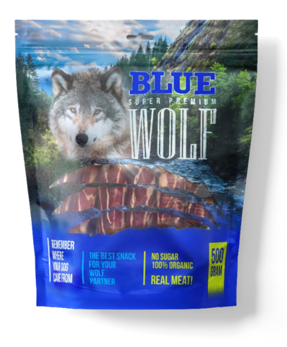 BLUE WOLF חטיף פרימיום לכלב - עצמות בקר טבולות בקרם ברווז ושמן זית 500 גרם מבצע 3+1