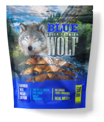 BLUE WOLF חטיף פרימיום לכלב - בשר עוף מגולגל על מקל בקר במילוי כבד ושמן זית 500 גרם מבצע3+1