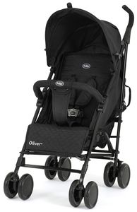 טיולון אוליבר Oliver מתקפל מגיל לידה עם גגון רחב, סלי אחסון ומחזיק כוס - שחור