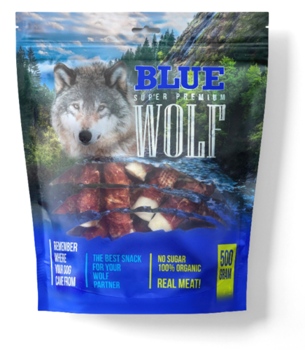 BLUE WOLF חטיף פרימיום לכלב - מקלות עצמות בקר ברווז 500 גרם מבצע 3+1