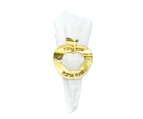חבק מפיות בצורת תפוח - זהב , 6 יח'