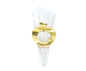 חבק מפיות בצורת תפוח - זהב , 6 יח