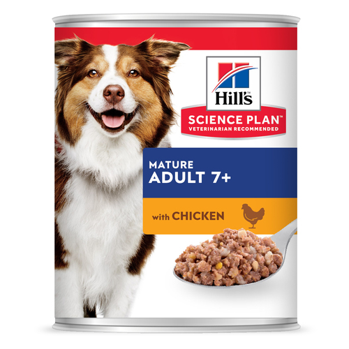 הילס שימורים לכלב מבוגר(מעל גיל 7) עוף 370 גרם Hill's Science Plan