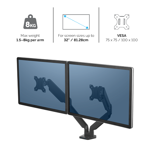 זרוע למסך Fellowes Platinum Series Dual Monitor Arm White DEE8056301
