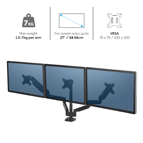 זרוע למסך Fellowes Triple Platinum Series Monitor Arms DER8042601