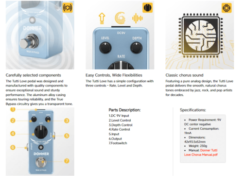 פדל קורוס Tutti Love Chorus Guitar Pedal EC744 מבית DONNER