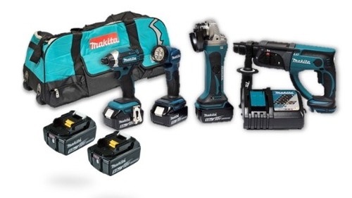  סט 4 כלים 18V נטען + 2 סוללות 5A ומטען MAKITA  