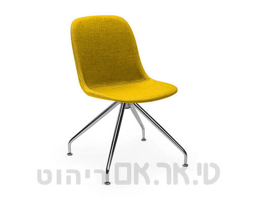 כסא דגם מישל מרופד ללא ידיות רגל עכביש-צהוב