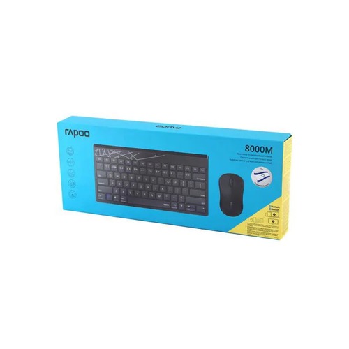 סט מקלדת ועכבר אלחוטי  Rapoo 8000M 2.4GHz / Bluetooth  - שחור