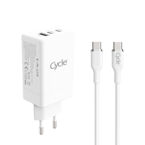 מטען TYPE-C  Cycle 65W + יציאת USB