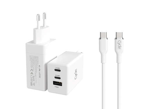 מטען TYPE-C  Cycle 65W + יציאת USB