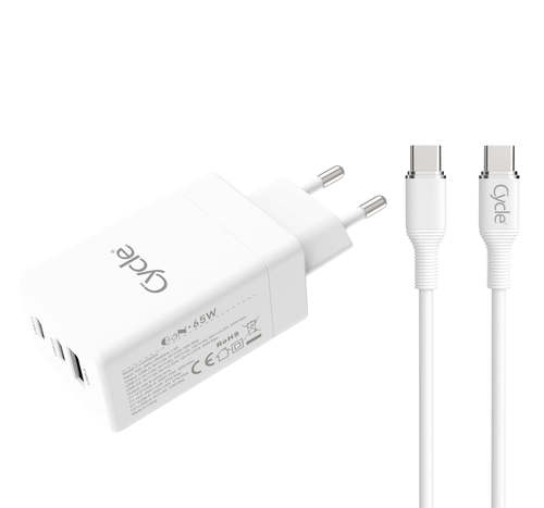 מטען TYPE-C  Cycle 65W + יציאת USB