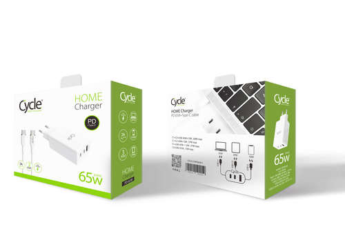 מטען TYPE-C  Cycle 65W + יציאת USB