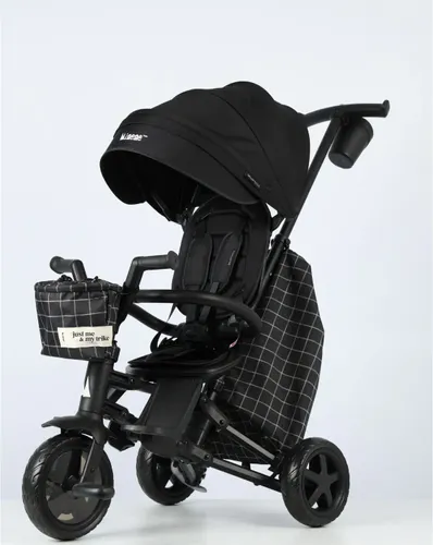 תלת אופן מתקפל 6 ב-1 דגם נובה Minene X Qplay NOVA 2024 - שחור משבצות