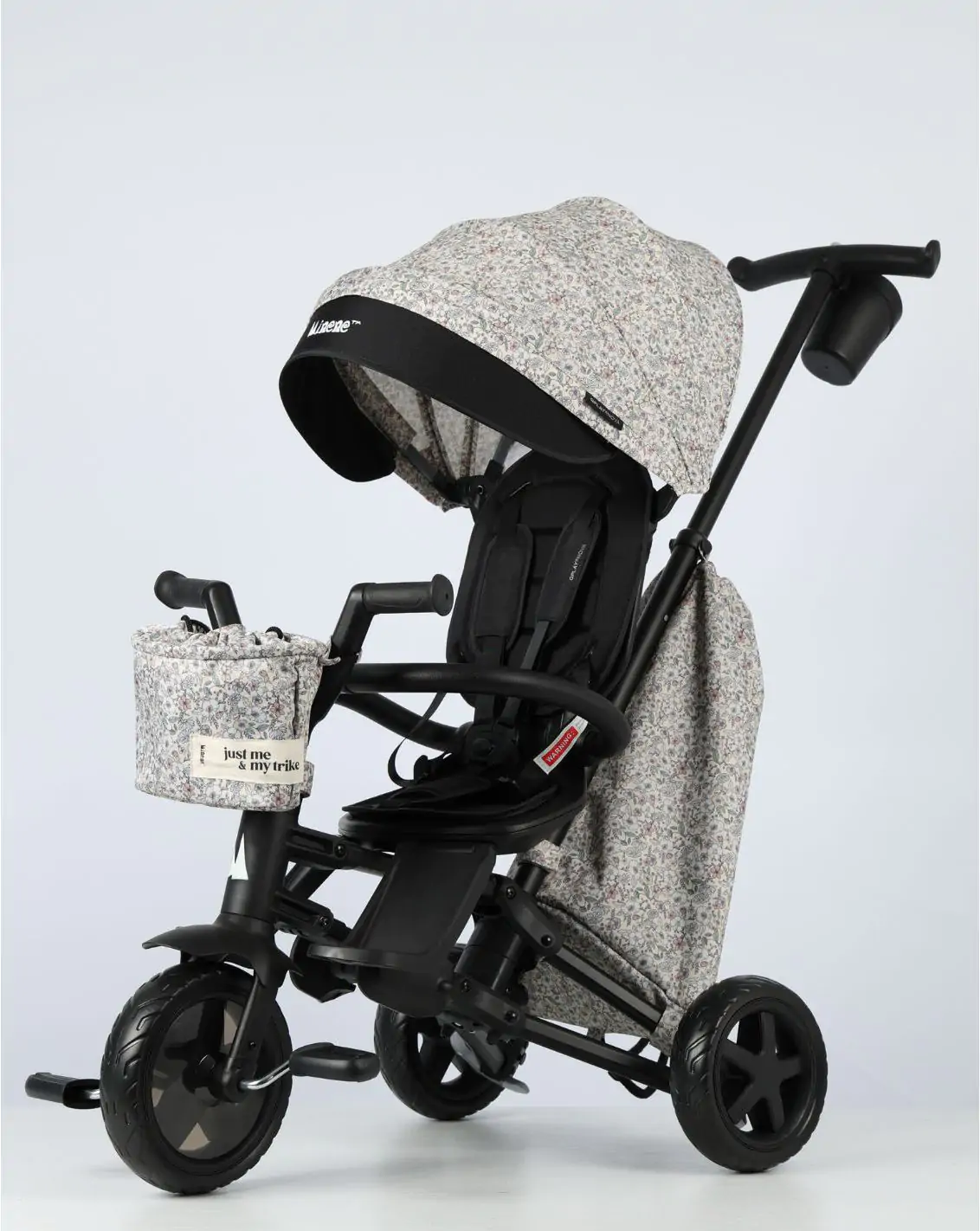 תלת אופן מתקפל 6 ב-1 דגם נובה Minene X Qplay NOVA 2024 - פרחוני מודפס