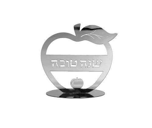 מרכז שולחן אקרילי בצורת תפוח - כסף