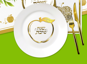 קישוט שולחן אקרילי שנה טובה בצורת תפוח - זהב - 5 יח