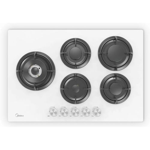 כיריים גז Midea 5 להבות זכוכית שחורה/לבנה דגם 75GH503 מידאה