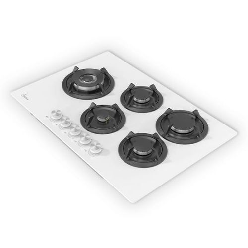 כיריים גז Midea 5 להבות זכוכית שחורה/לבנה דגם 75GH503 מידאה