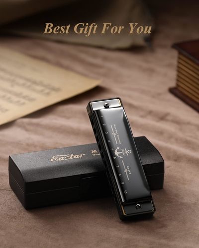 מפוחית דיאטונית 10 חורים C KEY בצבע שחור + תיק קשיח Major Blues Harmonica מבית EASTAR