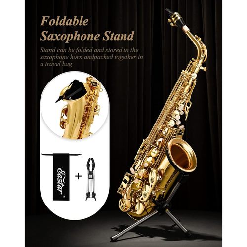 ערכת סקסופון אלט EAX21 הכוללת תיק נשיאה + פיה + רצועת צוואר + עלים וסטנד מבית EASTAR