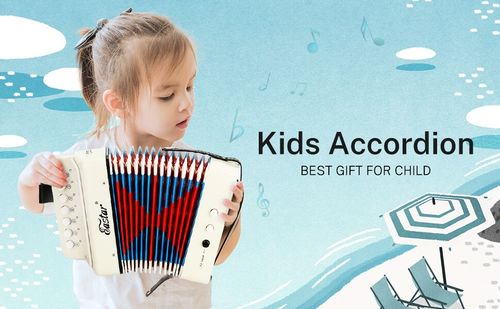 אקורדיון מדליק לילדים בצבע לבן EB0180 מבית EASTAR